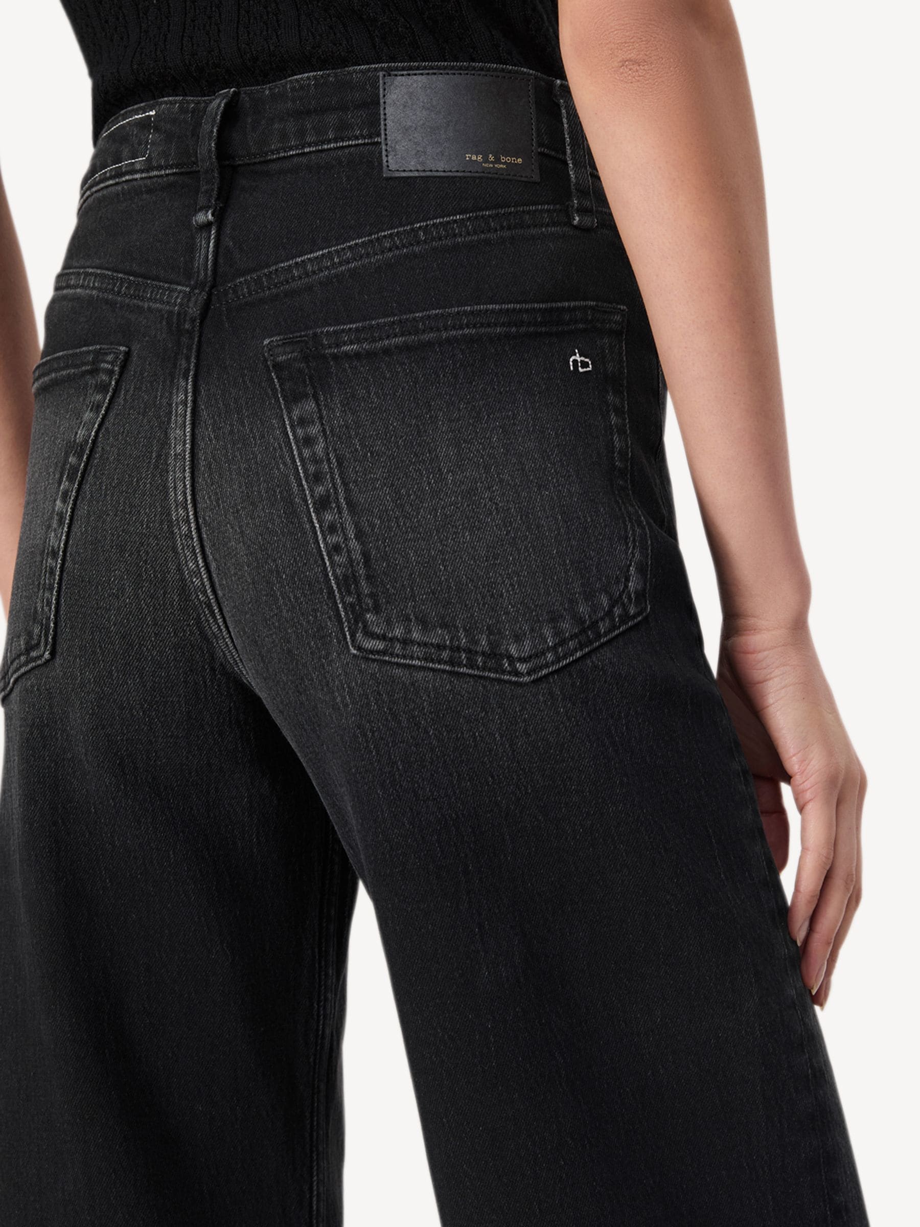Buy Rag & Bone Cornelia Black Andi Wash High Rise Ankle Wide Leg