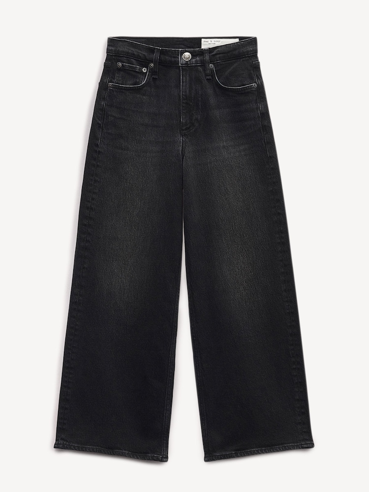 Rag & Bone Black Andi High Rise Ankle Wide Leg Jeans - Image 6 of 6