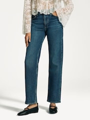 Rag & Bone Blue Harlow Mid Rise Straight Jeans - Image 2 of 6
