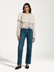 Rag & Bone Blue Harlow Mid Rise Straight Jeans - Image 3 of 6