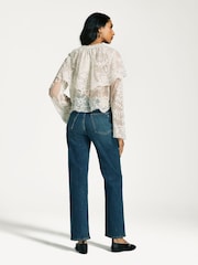 Rag & Bone Blue Harlow Mid Rise Straight Jeans - Image 4 of 6