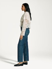 Rag & Bone Blue Harlow Mid Rise Straight Jeans - Image 5 of 6