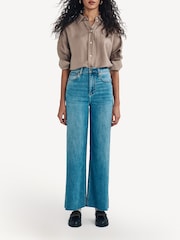 Rag & Bone Blue Sofie Ankle Stretch Wide Leg Jeans - Image 4 of 6
