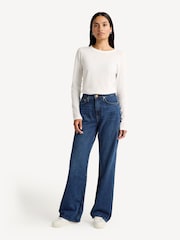 Rag & Bone Blue Logan Mid Rise Wide Leg Jeans - Image 2 of 8