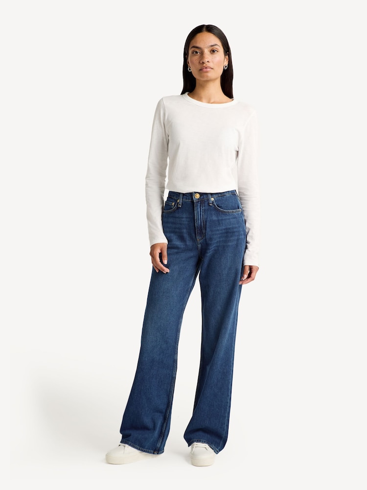 Rag & Bone Blue Logan Mid Rise Wide Leg Jeans - Image 2 of 8