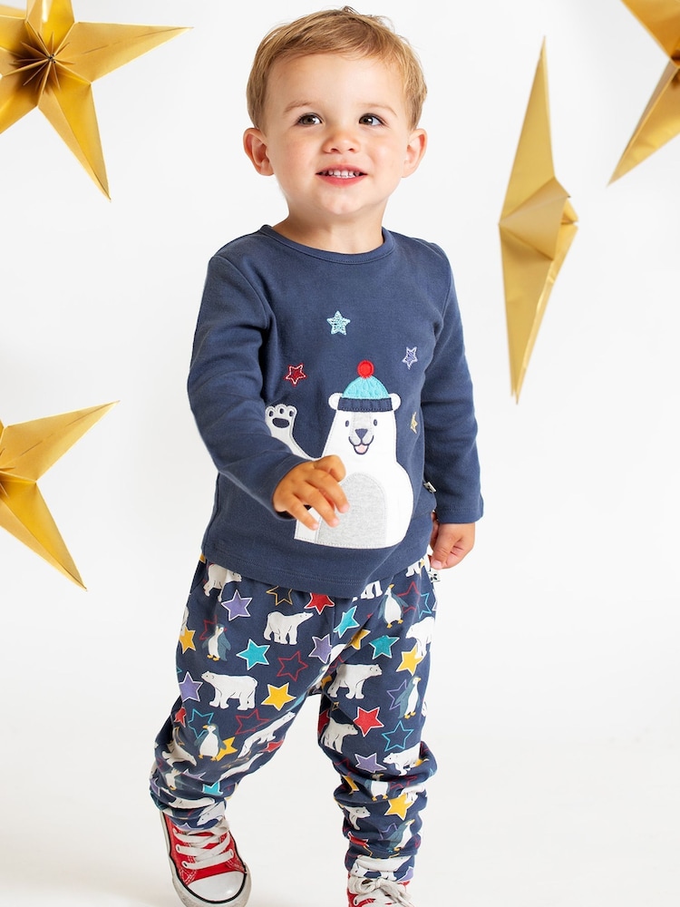 Frugi Blue Polar Bear Top And Leggings Set - Image 1 of 5 Frugi Blue Polar Bear Top And Leggings Set - Image 1 of 5