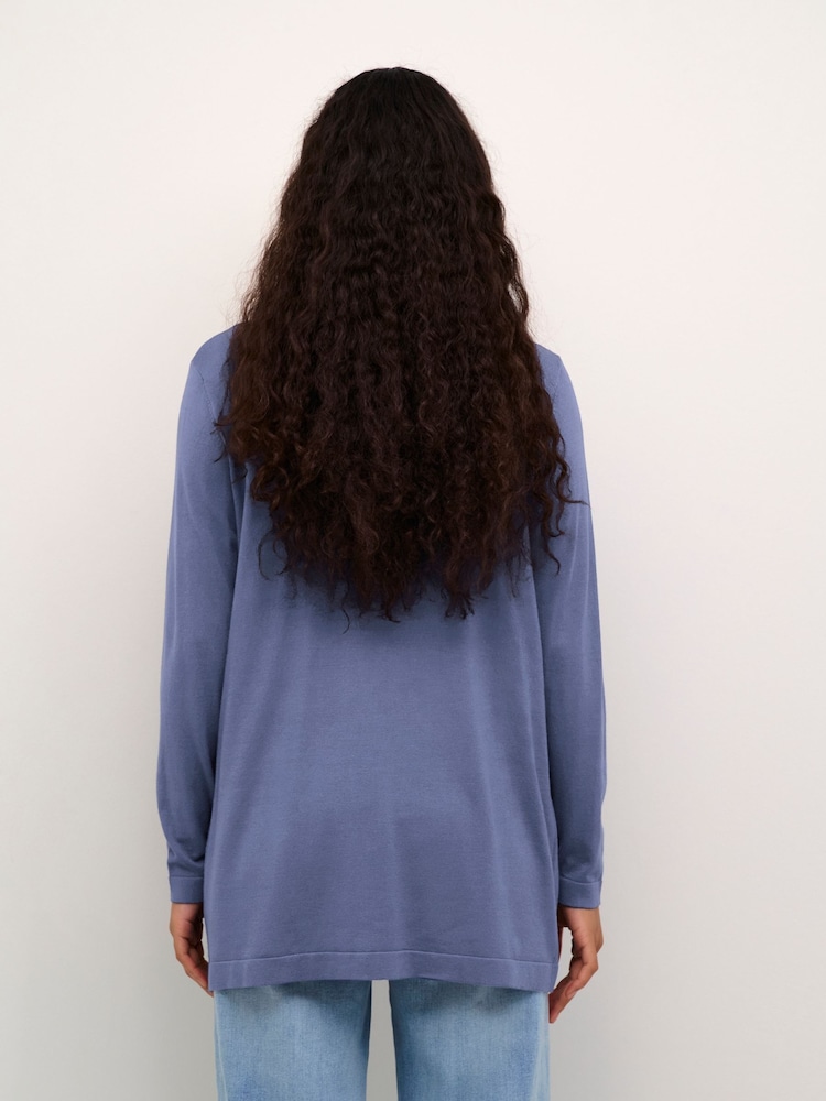 Kaffe Blue Fenia Pockets Long Cardigan - Image 2 of 4