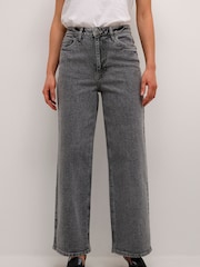 Kaffe Grey Ryana Wide Leg High-Waisted Jeans - Image 1 of 5