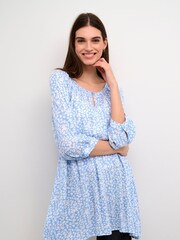 Kaffe Blue Amber 3/4 Sleeve Round Neck Tunic - Image 1 of 6