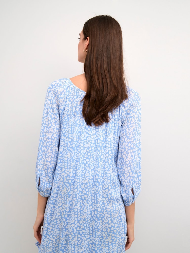 Kaffe Blue Amber 3/4 Sleeve Round Neck Tunic - Image 2 of 6