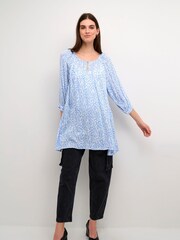 Kaffe Blue Amber 3/4 Sleeve Round Neck Tunic - Image 3 of 6