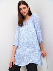 Kaffe Blue Amber 3/4 Sleeve Round Neck Tunic - Image 4 of 6