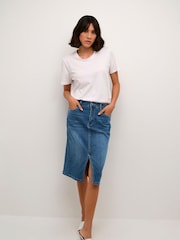 Kaffe Blue Karla Knee Length Denim Skirt - Image 2 of 6