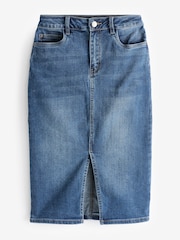 Kaffe Blue Karla Knee Length Denim Skirt - Image 4 of 6
