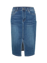 Kaffe Blue Karla Knee Length Denim Skirt - Image 6 of 6