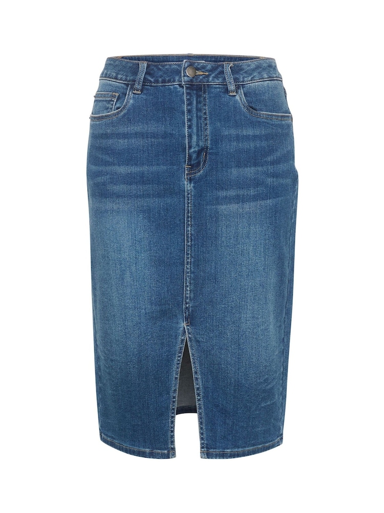 Kaffe Blue Karla Knee Length Denim Skirt - Image 6 of 6