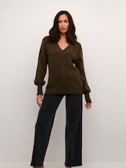 Kaffe Regular Fit Merana V-Neck Pullover Jumper - Image 3 of 4