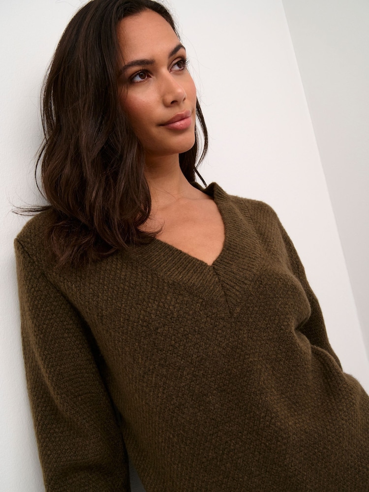 Kaffe Regular Fit Merana V-Neck Pullover Jumper - Image 4 of 4