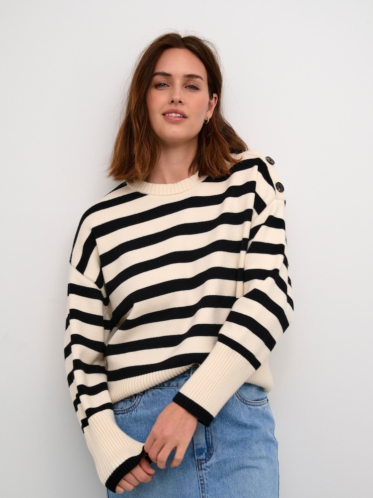 Kaffe Casual Fit  Marie Round Neck Pullover Black Jumper - Image 2 of 7