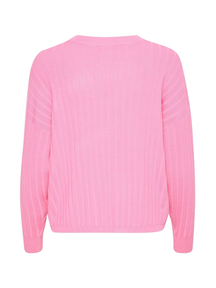 Kaffe Loose Fit KAlola V-Neck Striped Pullover Jumper - Image 6 of 6