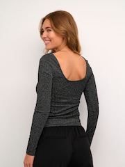 Kaffe Silver Cecilia Glitter Long Sleeve T-Shirt - Image 4 of 6