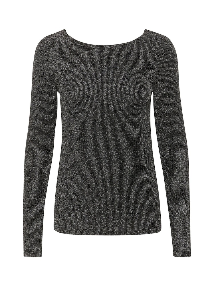 Kaffe Silver Cecilia Glitter Long Sleeve T-Shirt - Image 6 of 6