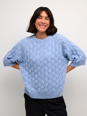 Kaffe KAmalene Half Sleeve Round Neck Pullover Jumper - Image 1 of 5