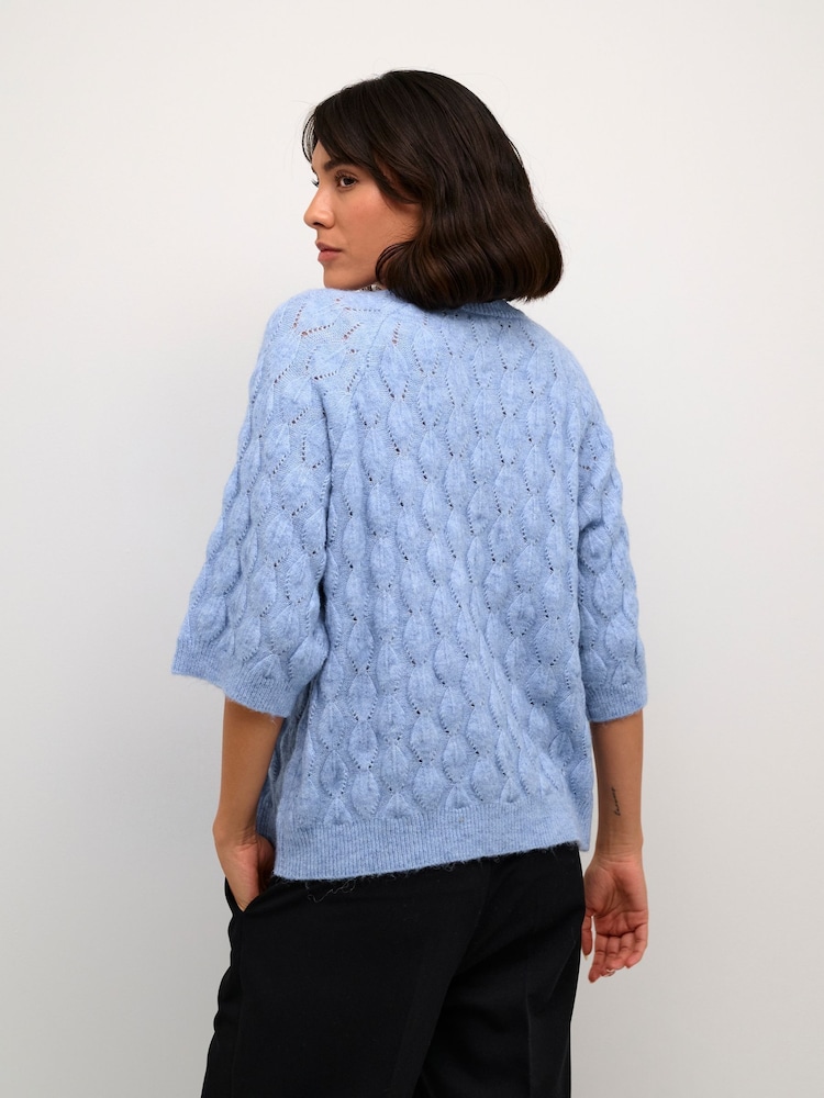 Kaffe KAmalene Half Sleeve Round Neck Pullover Jumper - Image 2 of 5