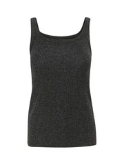 Kaffe Slim Fit Silver Cecilia Glitter Rib Tank Top - Image 5 of 6