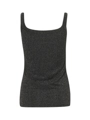 Kaffe Slim Fit Silver Cecilia Glitter Rib Tank Top - Image 6 of 6