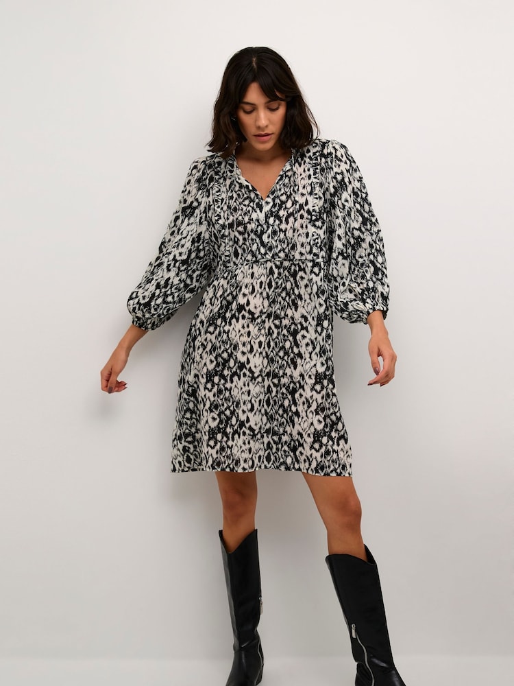 Kaffe Dagmar Above The Knee 3/4 Sleeve Black Dress - Image 1 of 7