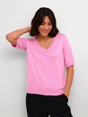 Kaffe Lise V-Neck Short Sleeve T-Shirt - Image 1 of 6