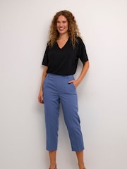 Kaffe Kasakura HW Cropped Relaxed Fit High Waist Length Regular Leg Trousers - Image 1 of 5