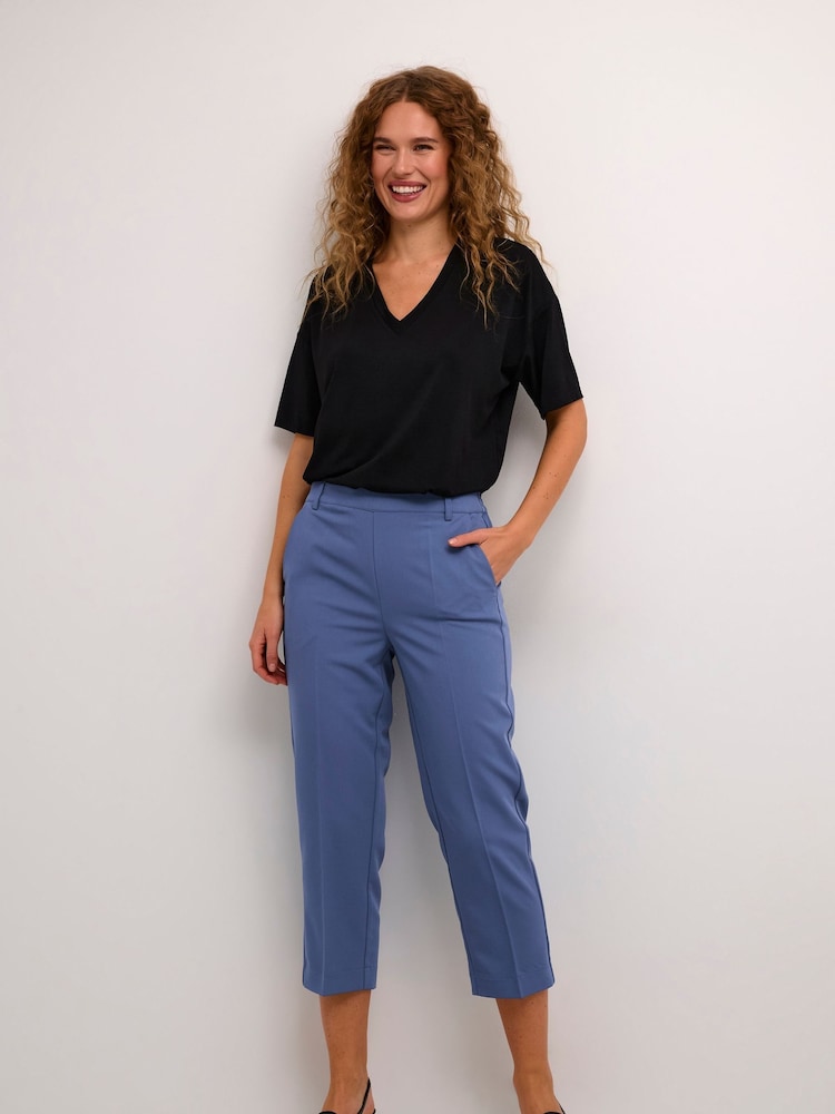 Kaffe Kasakura HW Cropped Relaxed Fit High Waist Length Regular Leg Trousers - Image 1 of 5