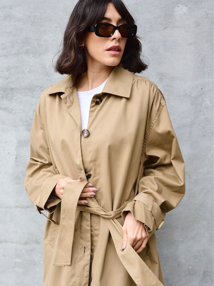 Kaffe KAelise Knee Length Buttons Trench Coat - Image 1 of 6