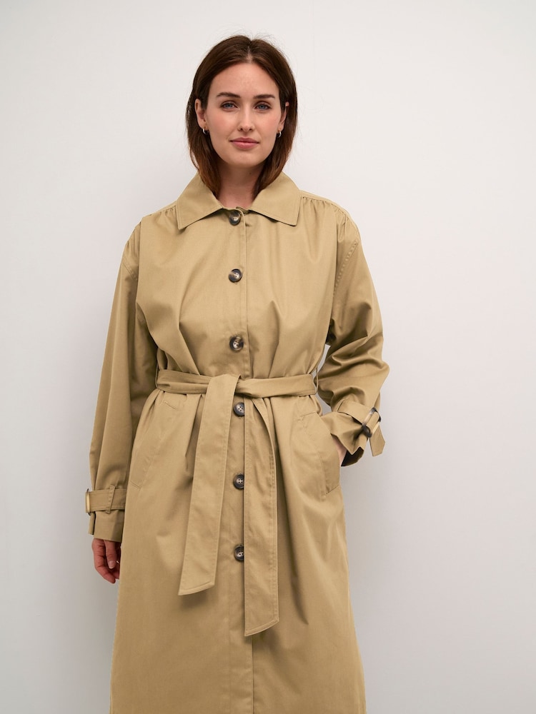 Kaffe KAelise Knee Length Buttons Trench Coat - Image 2 of 6