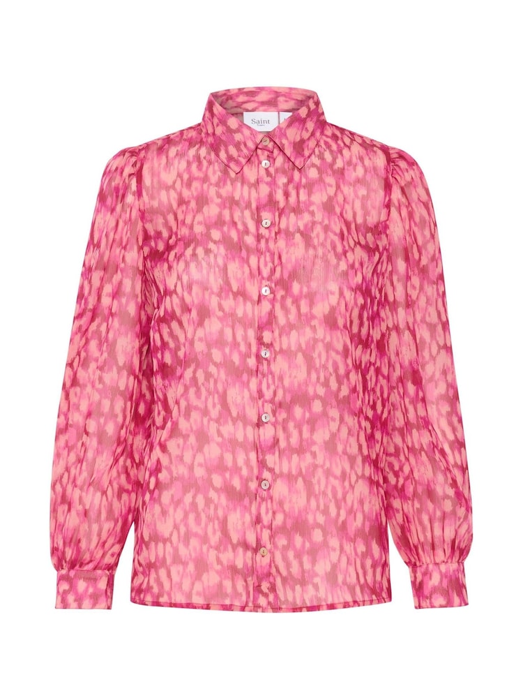 Saint Tropez Regular Fit Pink Avi Printed Chiffon Shirt - Image 2 of 2