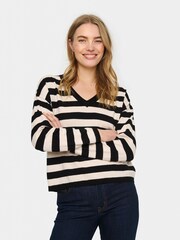 Saint Tropez Fikam V-Neck Long Sleeve Pullover Black Jumper - Image 1 of 6