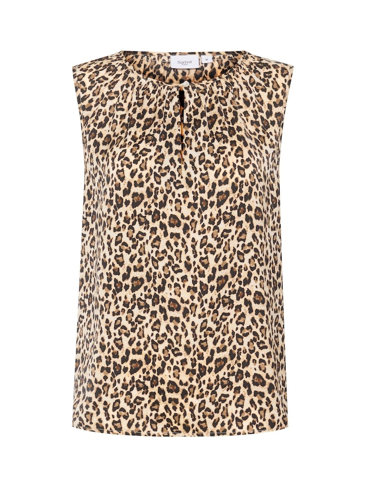 Saint Tropez Vanea Sleeveless Round Neck Animal Print Top - Image 1 of 2