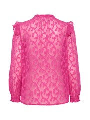 Saint Tropez Pink Fiva Band Collar Chiffon Shirt - Image 6 of 6