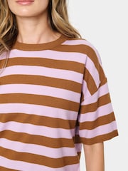 Saint Tropez Fikam Short Sleeve Striped Brown Pullover - Image 2 of 5