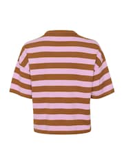 Saint Tropez Fikam Short Sleeve Striped Brown Pullover - Image 5 of 5