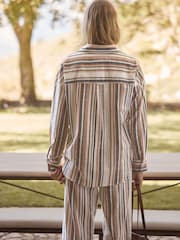 Rayas blancas - Camisa de manga larga con tejido de lino - Imagen 5 de 6