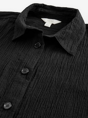 Noir - Chemise coordonnée texturée à manches courtes avec lin - Image 6 of 7