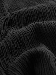 Noir - Chemise coordonnée texturée à manches courtes avec lin - Image 7 of 7