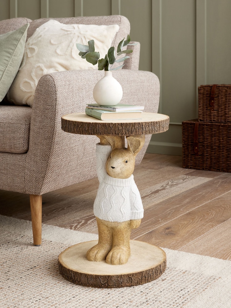 Natural Rosie Rabbit Resin Shaped Side Table - Image 1 of 6