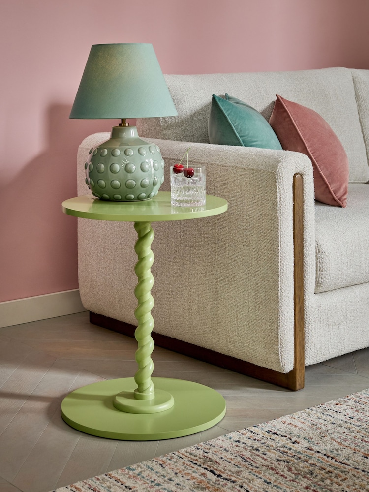 Green Twisted Base Side Table - Image 1 of 4