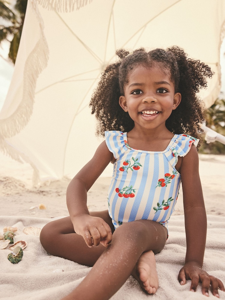 Blue Tomato Stripe Frill Shoulder Swimsuit (3mths-7yrs) - Image 3 of 7