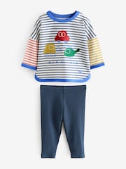 Blue Vehicle Print Sweat Top and Leggings Set 2 Piece - Image 1 of 2