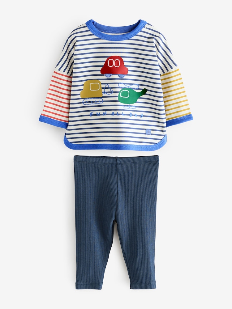 Blue Vehicle Print Sweat Top and Leggings Set 2 Piece - Image 1 of 2